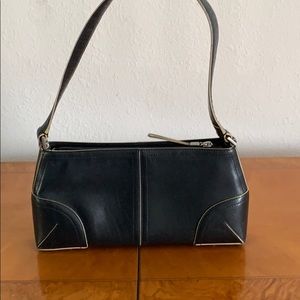 Ellen Tracy Seamed Leather Shoulder Bag